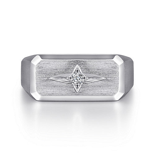 SS Men's Ring with 0.06cttw Diamond - Walter Bauman Jewelers