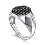 SS Men's Ring with Black Spinel - Walter Bauman Jewelers