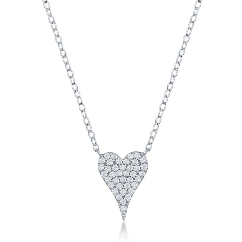 SS Micro Pave CZ Heart Necklace - Walter Bauman Jewelers