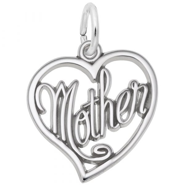 SS Mother Heart Charm - Walter Bauman Jewelers