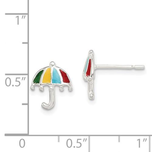 SS Multi Color Enamel Umbrella Earrings - Walter Bauman Jewelers