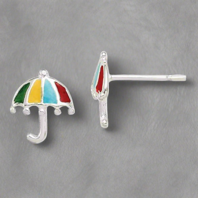 SS Multi Color Enamel Umbrella Earrings - Walter Bauman Jewelers