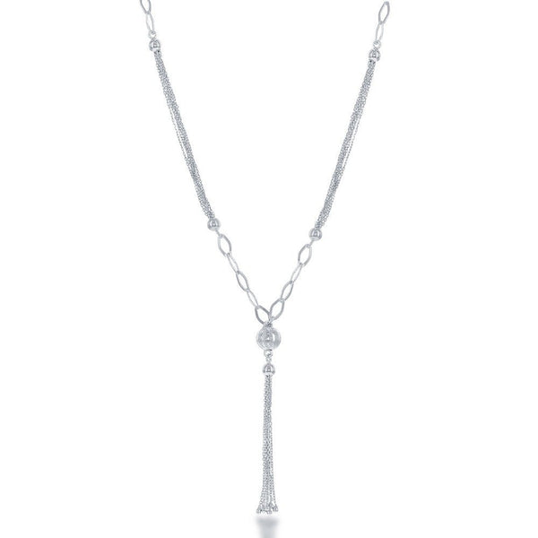 SS Multi Strand Dia Cut Bead Tassle Necklace - Walter Bauman Jewelers