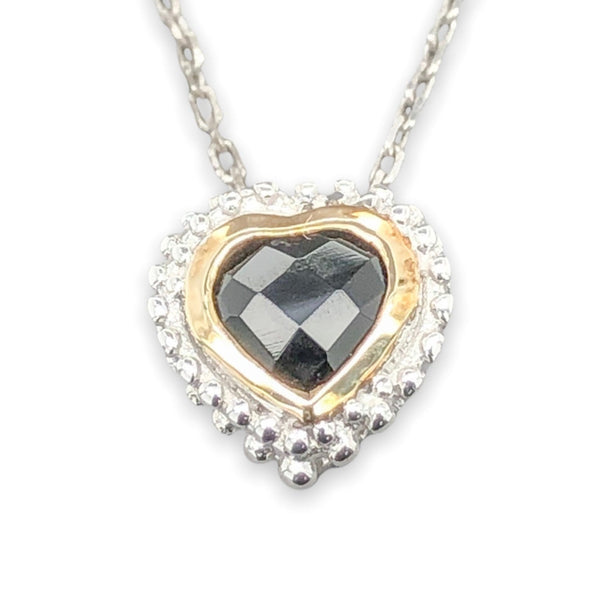 SS Onyx Heart Slide Pendant - Walter Bauman Jewelers