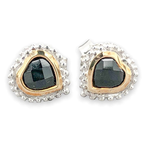 SS Onyx Heart Stud Earrings - Walter Bauman Jewelers