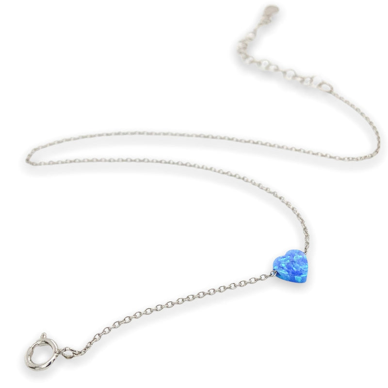 SS Opalite Heart Ankle Bracelet - Walter Bauman Jewelers