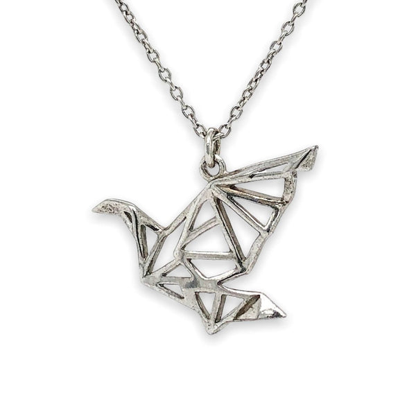 SS Origami Flying Bird Pendant - Walter Bauman Jewelers