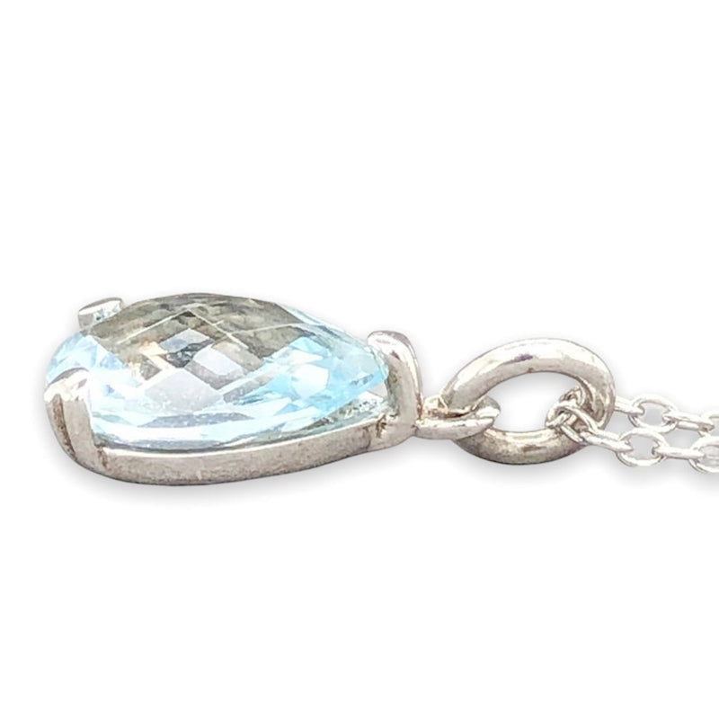 SS Pear Cut Blue Topaz Pendant - Walter Bauman Jewelers