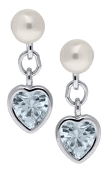 SS Pearl with White Heart Cz Drop - Walter Bauman Jewelers