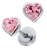 SS Pink Cz Heart Baby Studs - Walter Bauman Jewelers