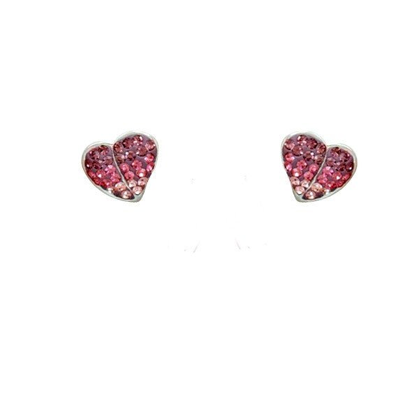 SS Pink CZ Heart Shape Stud Earrings - Walter Bauman Jewelers