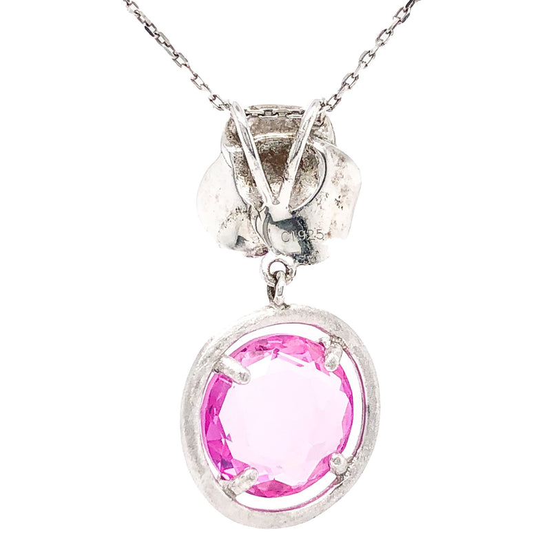 SS Pink CZ Rose Pendant - Walter Bauman Jewelers