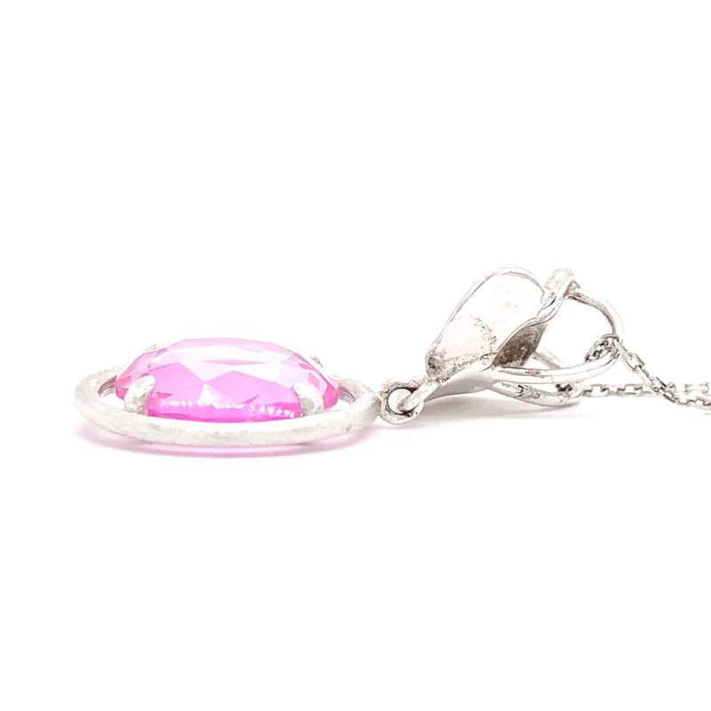 SS Pink CZ Rose Pendant - Walter Bauman Jewelers