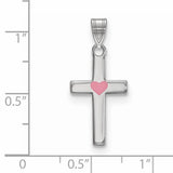 SS Pink Enameled Heart Cross - Walter Bauman Jewelers