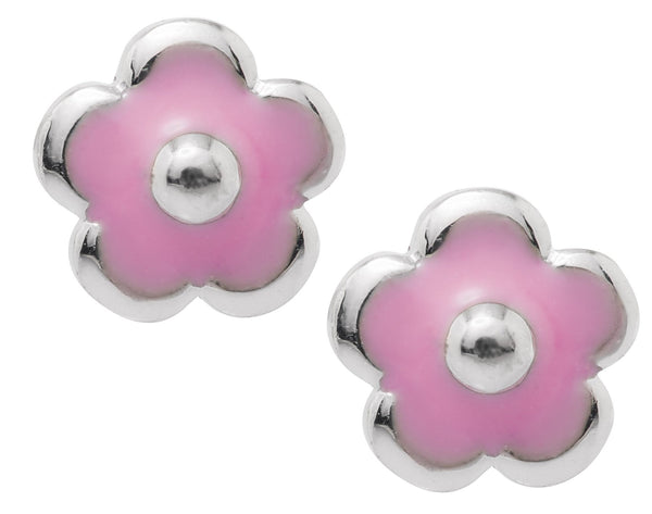 SS Pink Flower Baby Studs - Walter Bauman Jewelers