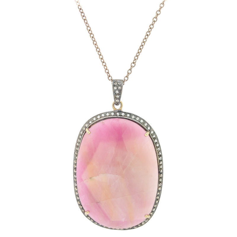 SS Pink Sapphire & White Topaz Necklace - Walter Bauman Jewelers