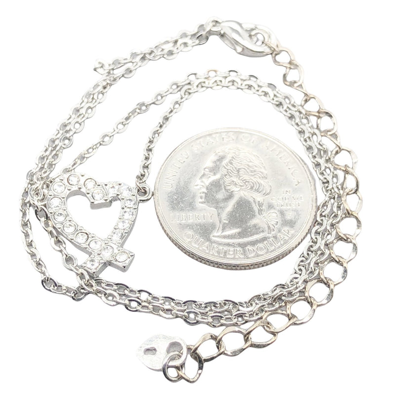 SS Plated CZ Heart Necklace - Walter Bauman Jewelers