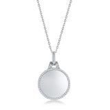 SS Polished Circle with CZ Border Pendant - Walter Bauman Jewelers