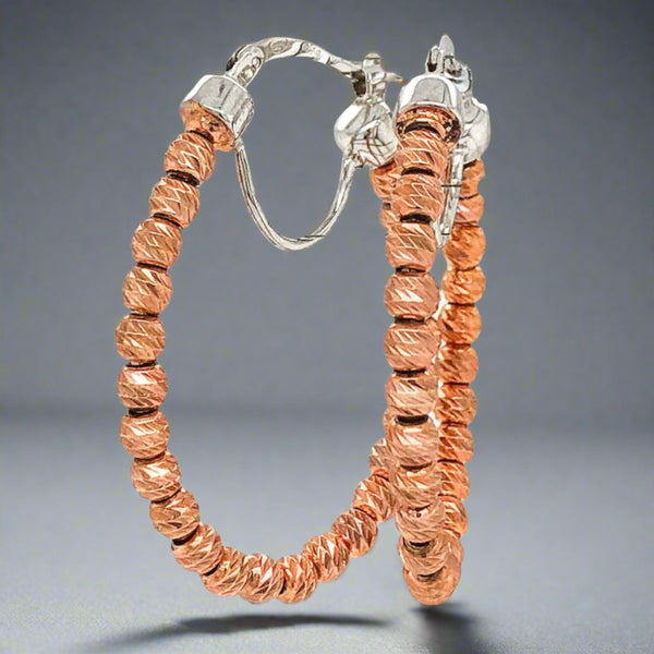 SS RGP D/C Bead Hoop Earrings - Walter Bauman Jewelers