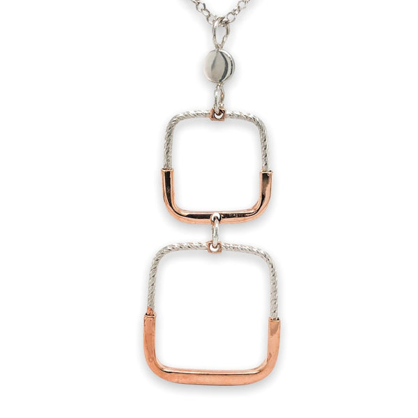 SS RGP “Freida” Double Square Drop Pendant - Walter Bauman Jewelers
