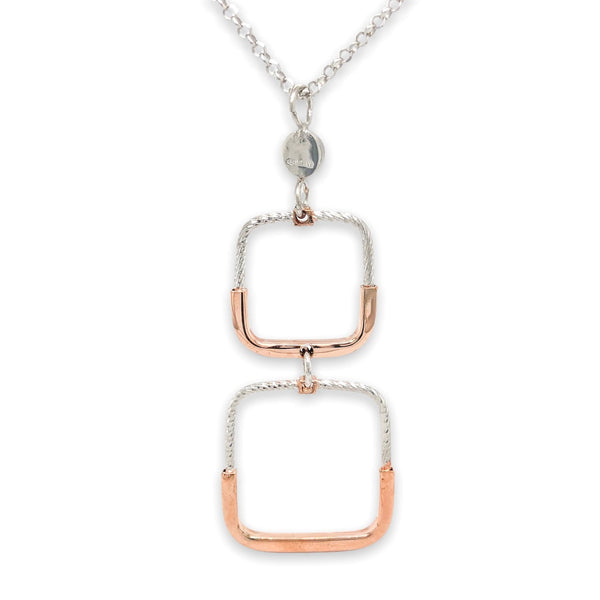SS RGP “Freida” Double Square Drop Pendant - Walter Bauman Jewelers