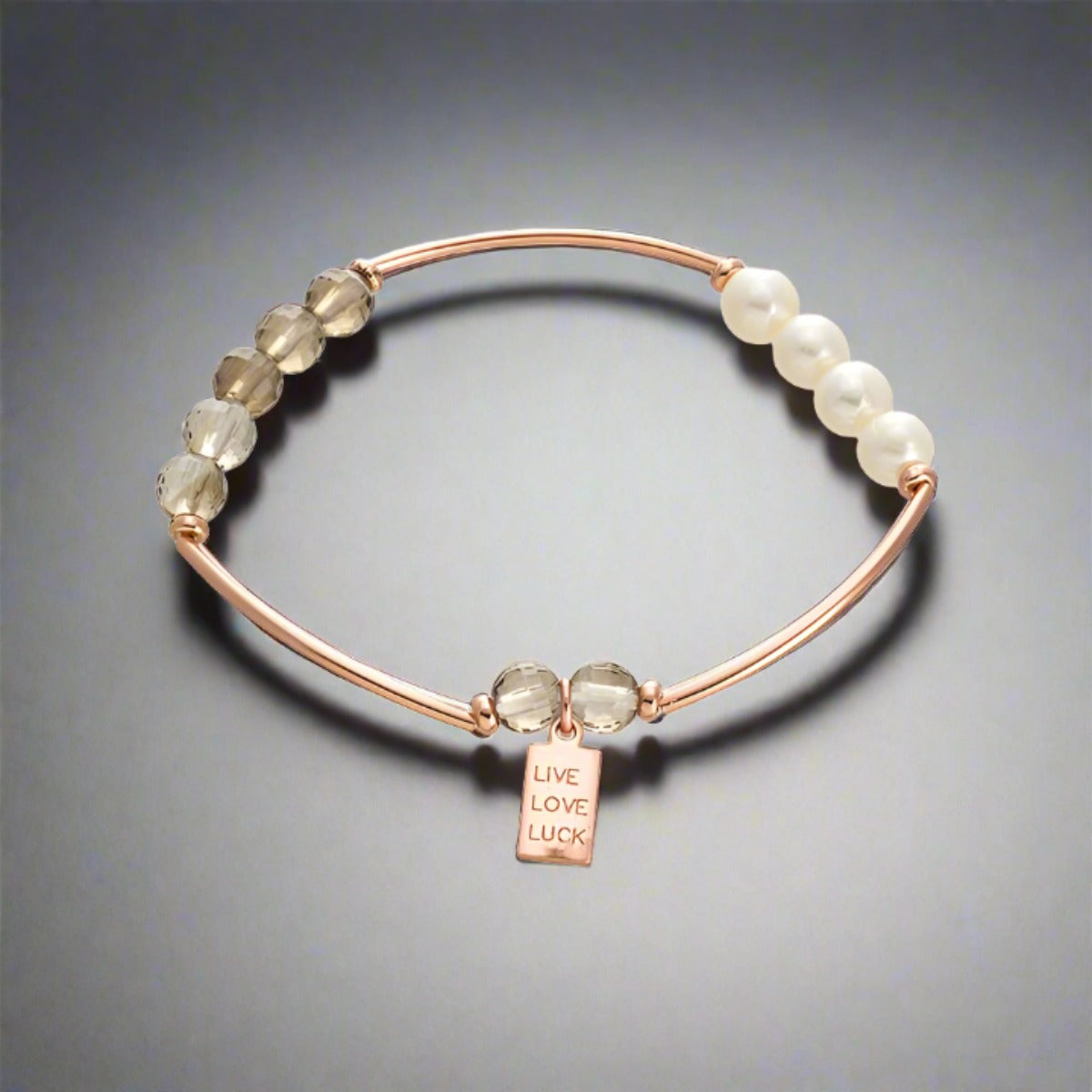 RGP Sterling Fresh Water Pearl & Quartz Live, Love, Luck Bracelet ...