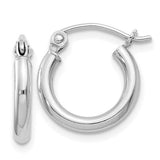 SS Rhodium-plated 2mm Round Hoop Earrings 0.9grms - Walter Bauman Jewelers