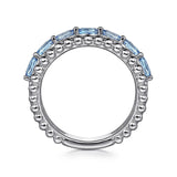 SS Ring With 7 Oval Swiss Blue Topaz - Walter Bauman Jewelers