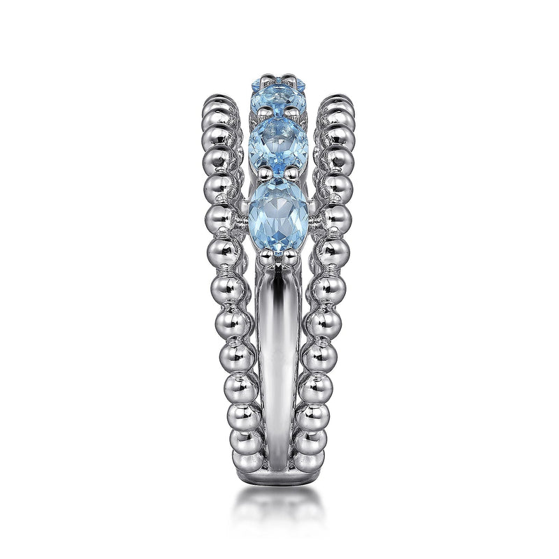 SS Ring With 7 Oval Swiss Blue Topaz - Walter Bauman Jewelers