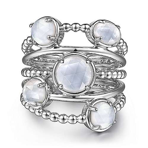 SS Rock Crystal and White MOP Ring - Walter Bauman Jewelers