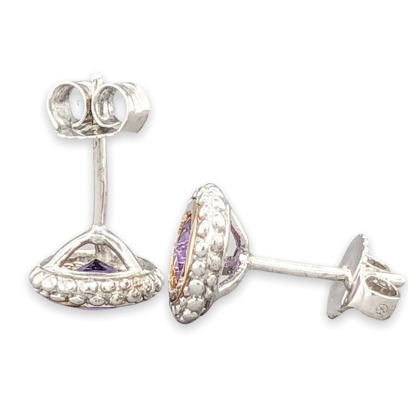 SS Round 0.8cttw Amethyst Stud Earrings - Walter Bauman Jewelers