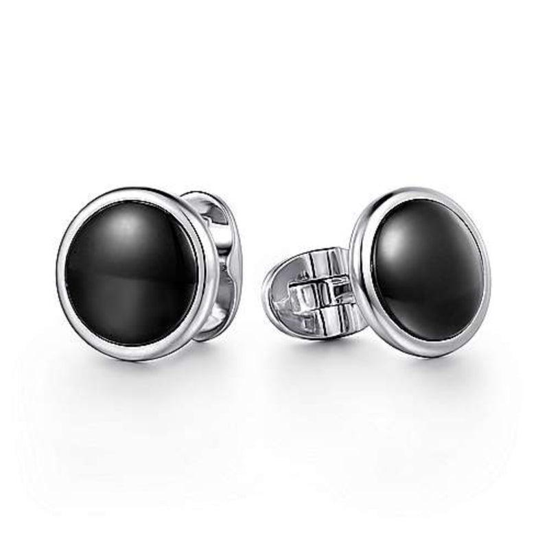 SS Round Black Onyx Cufflinks - Walter Bauman Jewelers