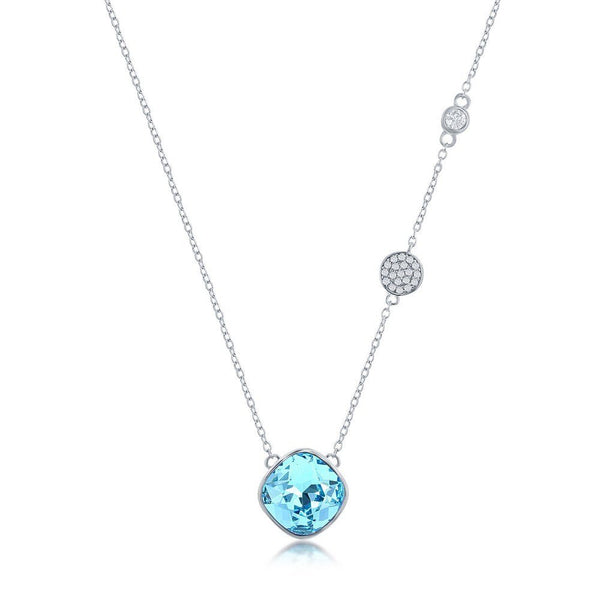 SS Round Blue CZ Necklace - Walter Bauman Jewelers
