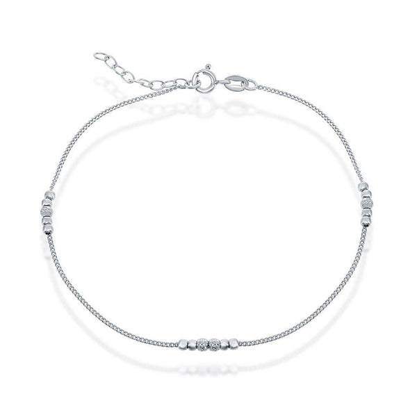 SS Shiny and Dia Cut Beads Anklet - Walter Bauman Jewelers