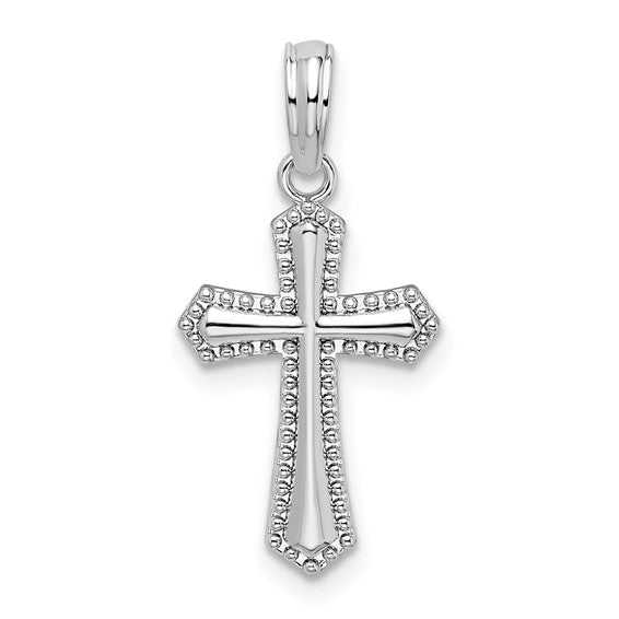 SS Small Beaded Cross - Walter Bauman Jewelers