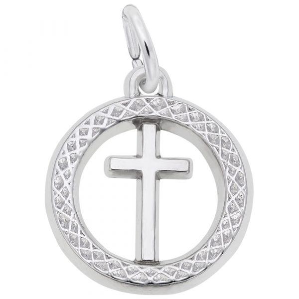 SS Small Cross in Ring Charm - Walter Bauman Jewelers