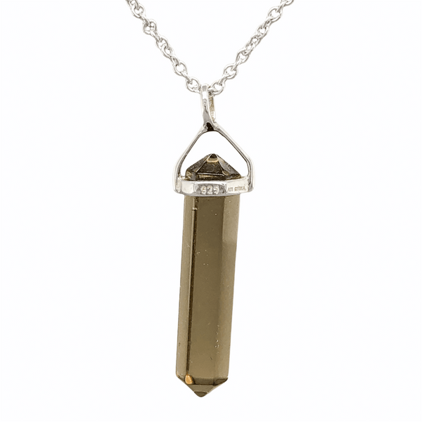 SS Smoky Glass Prism Pendant - Walter Bauman Jewelers