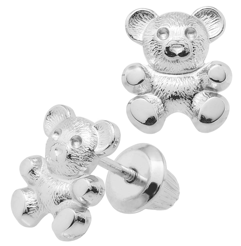 SS Teddy Bear Baby Studs - Walter Bauman Jewelers