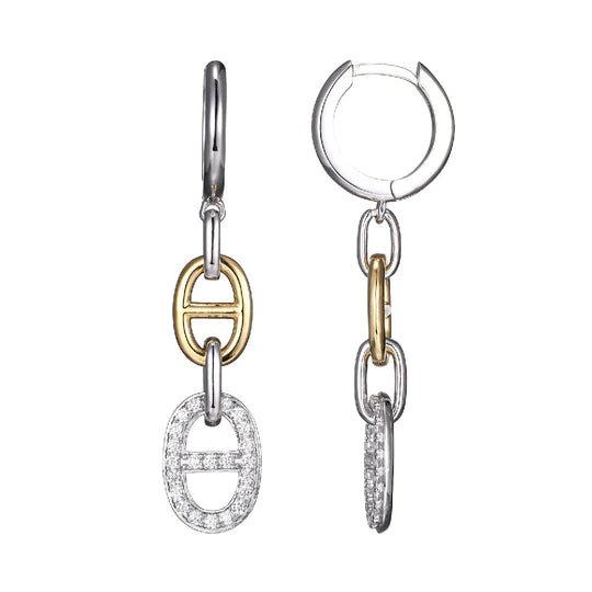SS TT CZ Oval Drop Earrings - Walter Bauman Jewelers