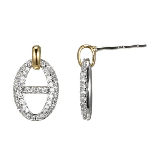 SS TT CZ Oval Drop Earrings - Walter Bauman Jewelers
