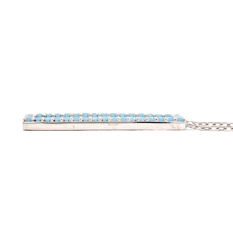 SS Turquoise CZ Rectangle Necklace - Walter Bauman Jewelers