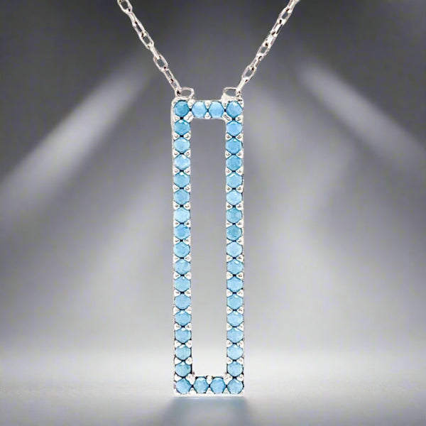 SS Turquoise CZ Rectangle Necklace - Walter Bauman Jewelers