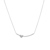 SS Twist Bar Necklace with Cubic Zirconia Heart - Walter Bauman Jewelers
