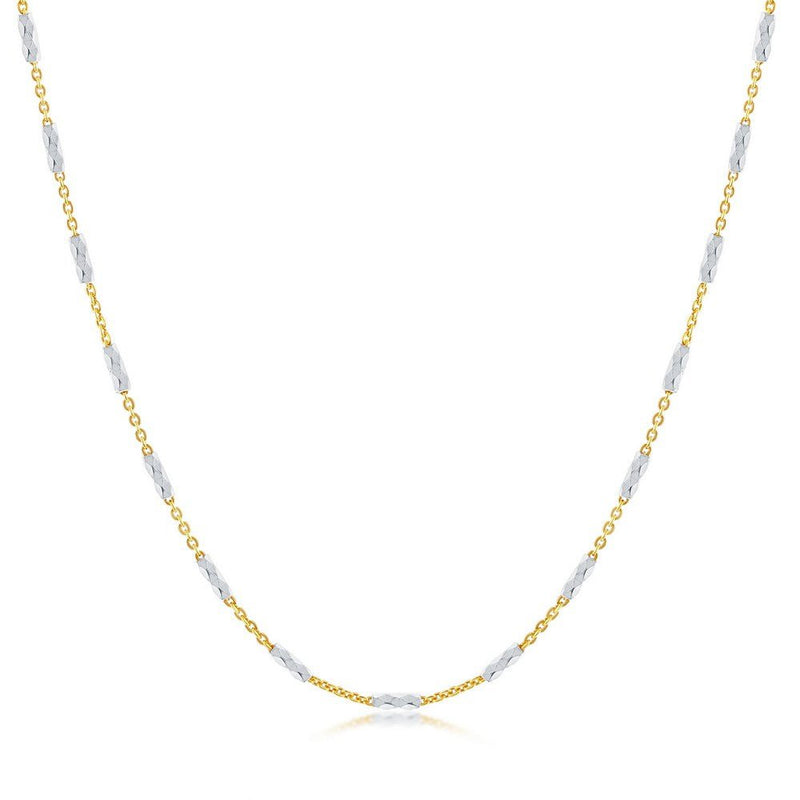 SS Two-Tone Dia Cut Beaded Chain 18" - Walter Bauman Jewelers