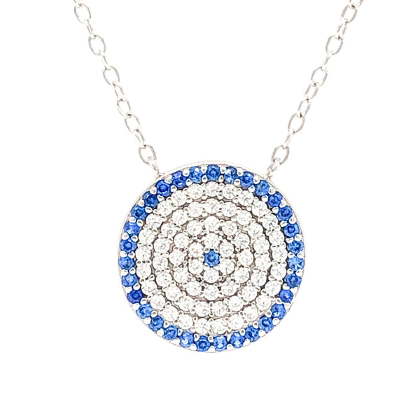 SS White & Blue CZ Circle Necklace - Walter Bauman Jewelers