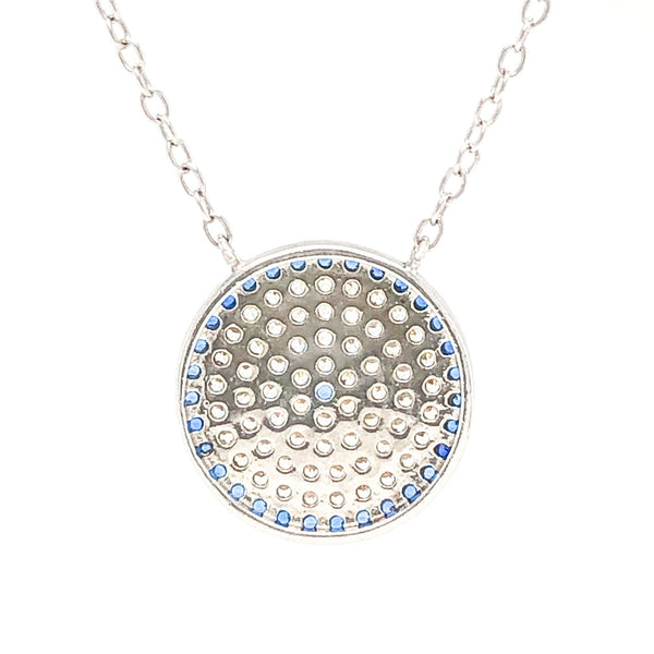 SS White & Blue CZ Circle Necklace - Walter Bauman Jewelers