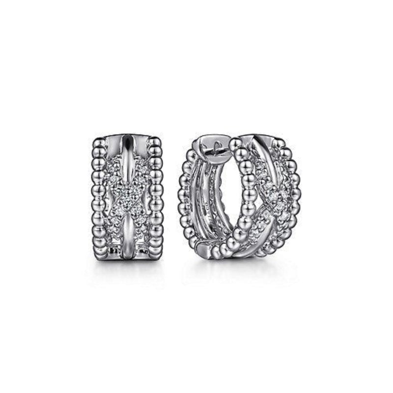 SS White Sapphire 15mm Huggie Earrings - Walter Bauman Jewelers