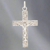 SS Wood Grain Crucifix Cross - Walter Bauman Jewelers