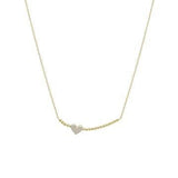 SS Yellow Gold Plated Twisted Bar Necklace with CZ Heart - Walter Bauman Jewelers