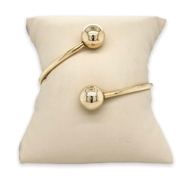SS YGP 12mm Ball Bead Cuff Bracelet - Walter Bauman Jewelers